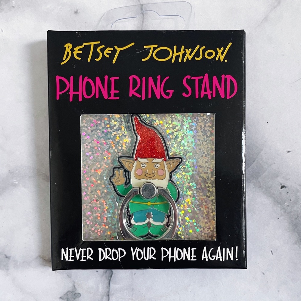 Betsey Johnson Glitter Phone Ring Stand - Garden Gnome
